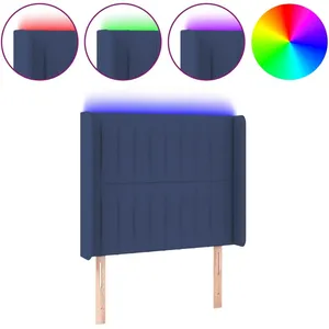 vidaXL Tête de lit à LED Bleu 83x16x118/128 cm Tissu pas cher