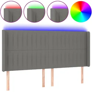 Comparateur de prix : vidaXL Tête de lit à LED Gris foncé 203x16x118/128 cm Tissu