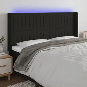 Comparateur de prix : vidaXL Tête de lit à LED Noir 203x16x118/128 cm Tissu