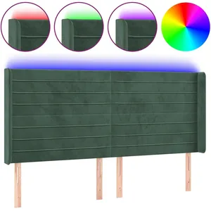 vidaXL Tête de lit à LED Vert foncé 203x16x118/128 cm Velours pas cher