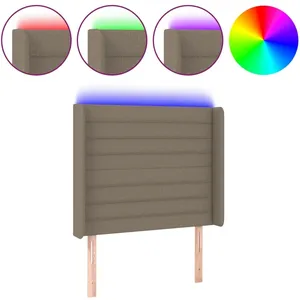 vidaXL Tête de lit à LED Taupe 103x16x118/128 cm Tissu pas cher