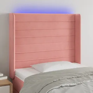 vidaXL Tête de lit à LED Rose 93x16x118/128 cm Velours pas cher