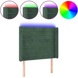 vidaXL Tête de lit à LED Vert foncé 103x16x118/128 cm Velours pas cher