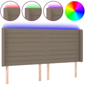Comparateur de prix : vidaXL Tête de lit à LED Taupe 203x16x118/128 cm Tissu