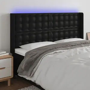vidaXL Tête de lit à LED Noir 203x16x118/128 cm Similicuir pas cher