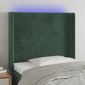 vidaXL Tête de lit à LED Vert foncé 103x16x118/128 cm Velours pas cher