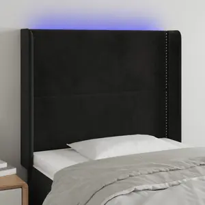 vidaXL Tête de lit à LED Noir 93x16x118/128 cm Velours pas cher