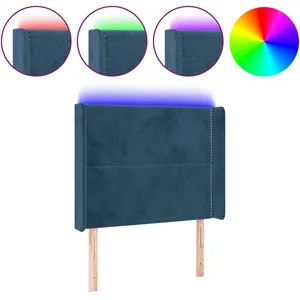 vidaXL Tête de lit à LED Bleu foncé 103x16x118/128 cm Velours pas cher