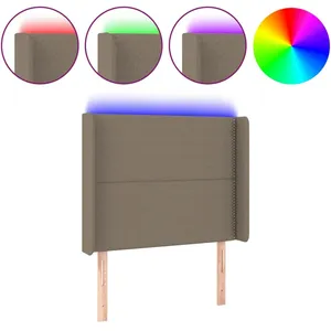 vidaXL Tête de lit à LED Taupe 93x16x118/128 cm Tissu pas cher