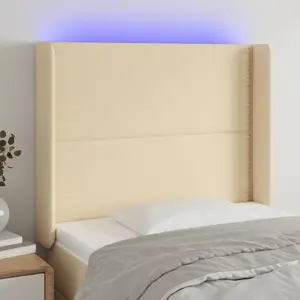vidaXL Tête de lit à LED Crème 93x16x118/128 cm Tissu pas cher