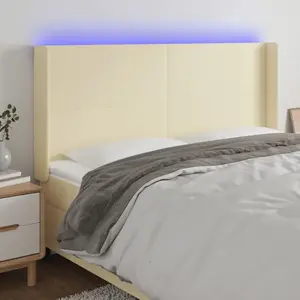 vidaXL Tête de lit à LED Crème 183x16x118/128 cm Similicuir pas cher