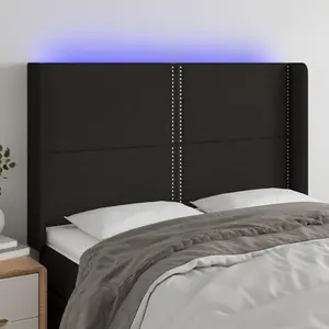 vidaXL Tête de lit à LED Noir 147x16x118/128 cm Tissu pas cher