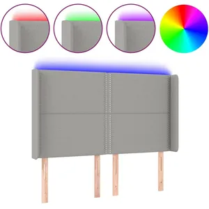 Comparateur de prix : vidaXL Tête de lit à LED Gris clair 147x16x118/128 cm Tissu