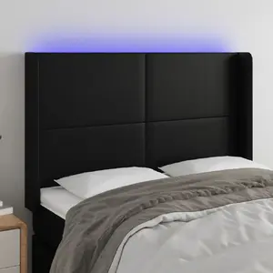 vidaXL Tête de lit à LED Noir 147x16x118/128 cm Similicuir pas cher