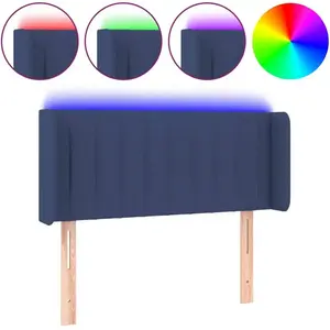 vidaXL Tête de lit à LED Bleu 83x16x78/88 cm Tissu pas cher