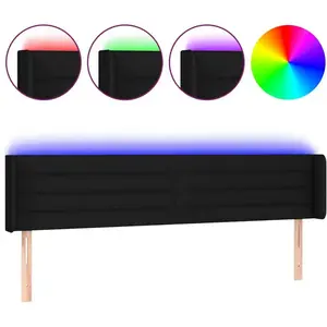 vidaXL Tête de lit à LED Noir 183x16x78/88 cm Tissu pas cher