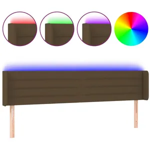 vidaXL Tête de lit à LED Marron foncé 163x16x78/88 cm Tissu pas cher