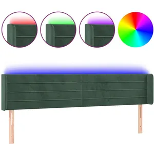 vidaXL Tête de lit à LED Vert foncé 163x16x78/88 cm Velours pas cher