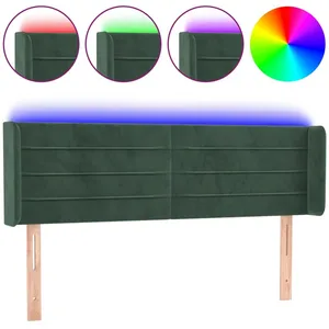 vidaXL Tête de lit à LED Vert foncé 147x16x78/88 cm Velours pas cher