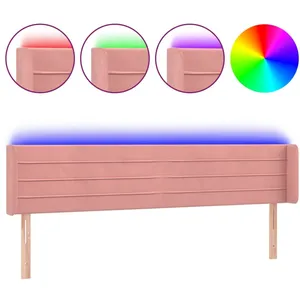 vidaXL Tête de lit à LED Rose 163x16x78/88 cm Velours pas cher