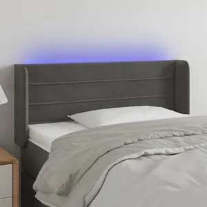 vidaXL Tête de lit à LED Gris foncé 83x16x78/88 cm Velours pas cher