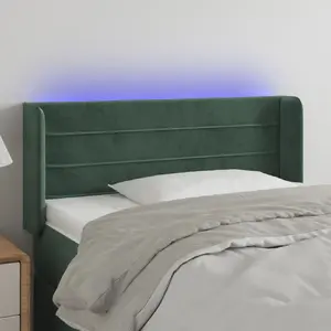vidaXL Tête de lit à LED Vert foncé 93x16x78/88 cm Velours pas cher