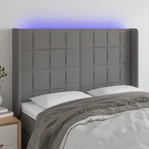 Comparateur de prix : vidaXL Tête de lit à LED Gris foncé 147x16x118/128 cm Tissu