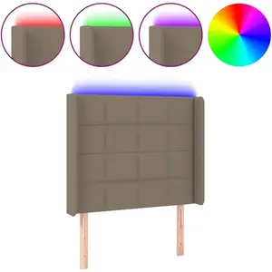 vidaXL Tête de lit à LED Taupe 103x16x118/128 cm Tissu pas cher
