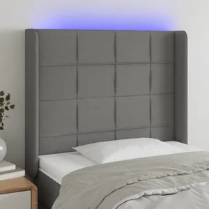 Comparateur de prix : vidaXL Tête de lit à LED Gris foncé 83x16x118/128 cm Tissu