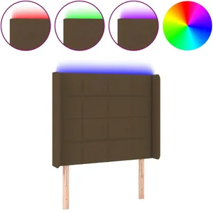 vidaXL Tête de lit à LED Marron foncé 83x16x118/128 cm Tissu pas cher