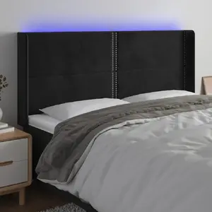 Comparateur de prix : vidaXL Tête de lit à LED Noir 203x16x118/128 cm Velours