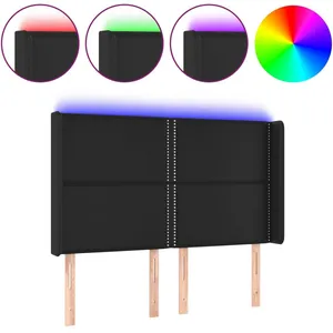 vidaXL Tête de lit à LED Noir 147x16x118/128 cm Similicuir pas cher