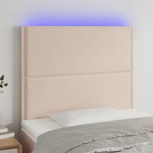 vidaXL Tête de lit à LED Noir 183x16x118/128 cm Velours pas cher