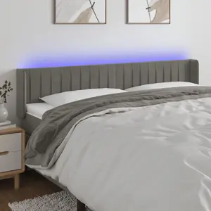 vidaXL Tête de lit à LED Gris clair 203x16x78/88 cm Velours pas cher