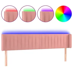 vidaXL Tête de lit à LED Rose 203x16x78/88 cm Velours pas cher