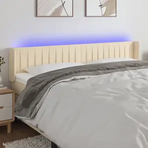 vidaXL Tête de lit à LED Crème 163x16x78/88 cm Tissu pas cher