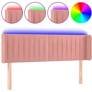 vidaXL Tête de lit à LED Rose 147x16x78/88 cm Velours pas cher