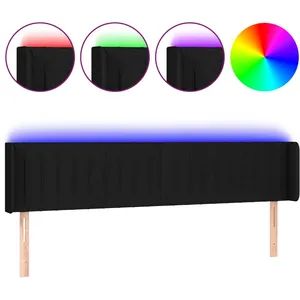 vidaXL Tête de lit à LED Noir 203x16x78/88 cm Tissu pas cher