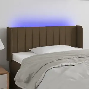 vidaXL Tête de lit à LED Marron foncé 93x16x78/88 cm Tissu pas cher