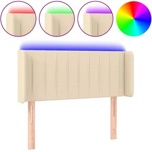 vidaXL Tête de lit à LED Crème 93x16x78/88 cm Tissu pas cher