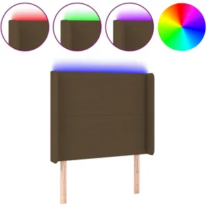 vidaXL Tête de lit à LED Marron foncé 93x16x118/128 cm Tissu pas cher