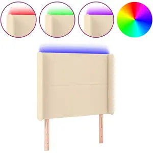vidaXL Tête de lit à LED Crème 83x16x118/128 cm Tissu pas cher