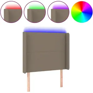 vidaXL Tête de lit à LED Taupe 93x16x118/128 cm Tissu pas cher