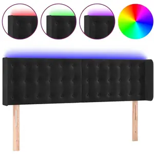 vidaXL Tête de lit à LED Noir 147x16x78/88 cm Velours pas cher