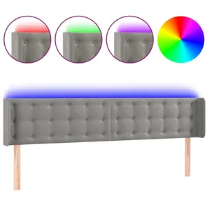 Comparateur de prix : vidaXL Tête de lit à LED Gris clair 163x16x78/88 cm Velours