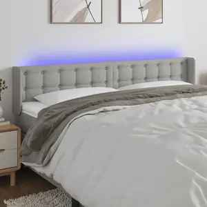 vidaXL Tête de lit à LED Gris clair 203x16x78/88 cm Tissu pas cher