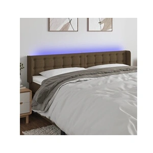 vidaXL Tête de lit à LED Marron foncé 163x16x78/88 cm Tissu pas cher