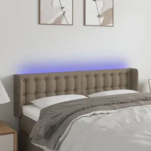 vidaXL Tête de lit à LED Taupe 147x16x78/88 cm Tissu pas cher