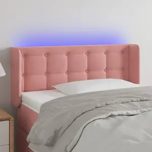 vidaXL Tête de lit à LED Rose 93x16x78/88 cm Velours pas cher