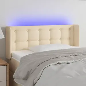 vidaXL Tête de lit à LED Crème 103x16x78/88 cm Tissu pas cher